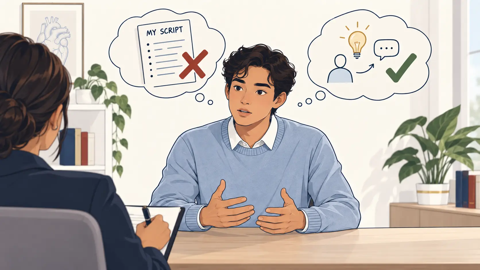 Medical school applicant practicing a natural MMI answer instead of using a memorized script