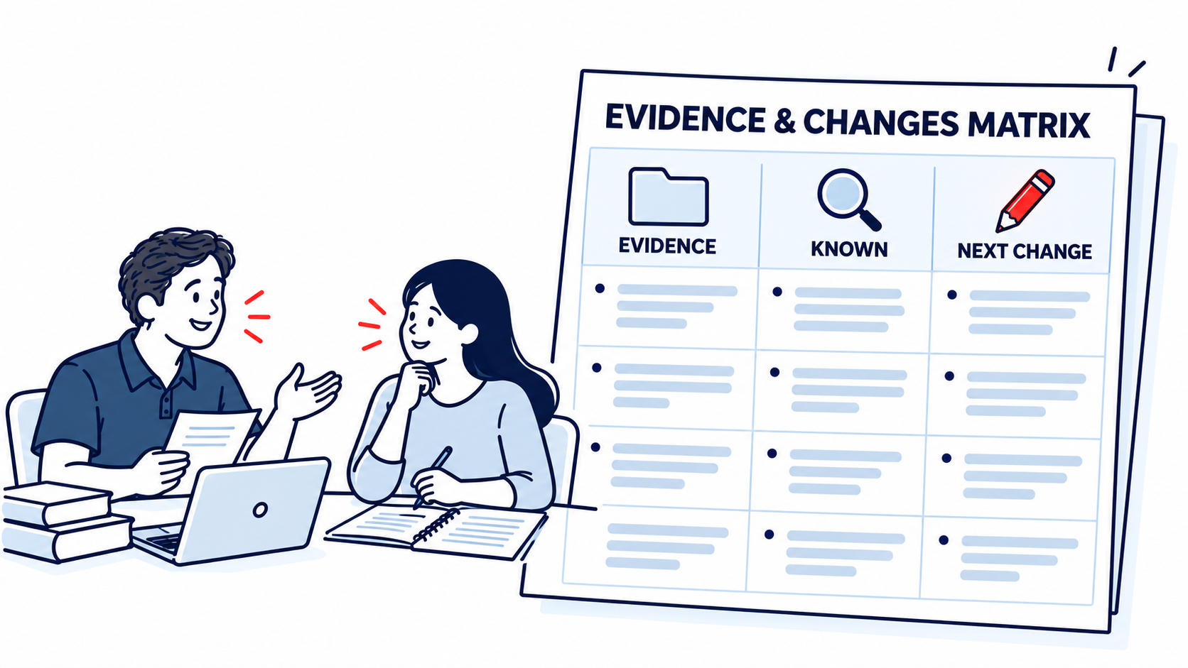 Reapplicant Diagnostic | Pre-Med Community Illustrated evidence and changes matrix showing what is known and which changes to make next