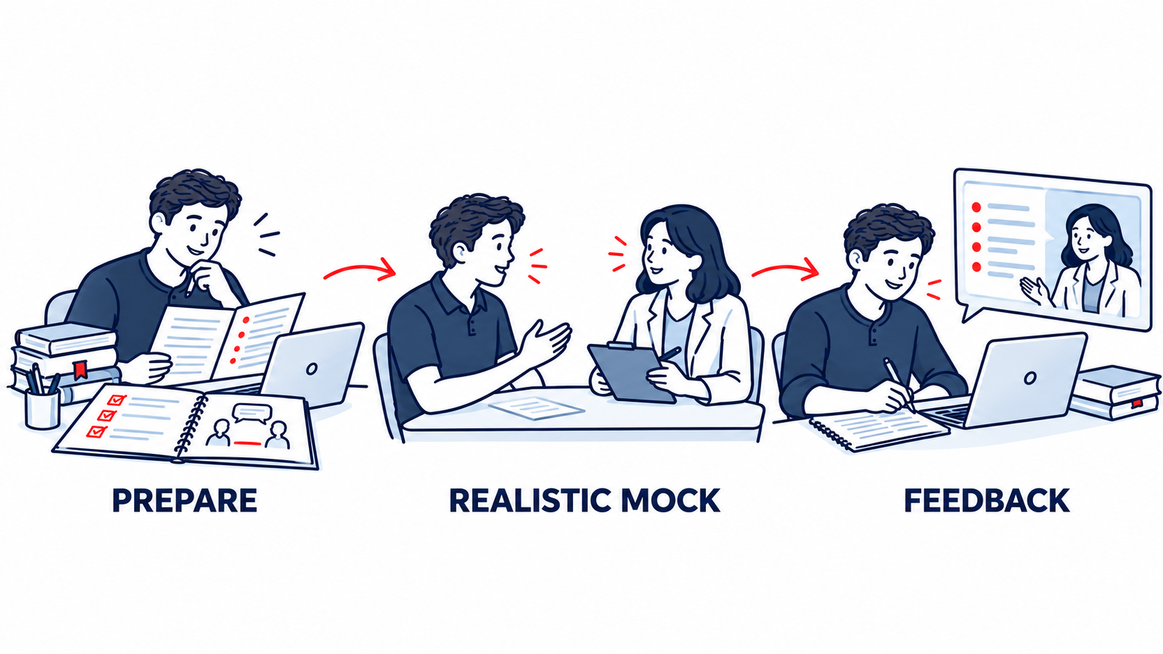 Medical School Mock Interview | Pre-Med Community Three steps: prepare, complete a realistic mock interview, and receive feedback